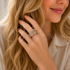 Oro Laminado Multi Stone Ring, Gold Filled Style Baguette Design, with White Cubic Zirconia, Polished, Golden Finish, 01.283.0069 (One size fits all)