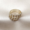 Oro Laminado Multi Stone Ring, Gold Filled Style Baguette Design, with White Cubic Zirconia, Polished, Golden Finish, 01.283.0069 (One size fits all)