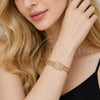 Oro Laminado Fancy Bracelet, Gold Filled Style Greek Key and Miami Cuban Design, with White Micro Pave, Polished, Golden Finish, 03.283.0565.07 (Thickness, 7 Inches Length)