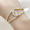 Oro Laminado Fancy Bracelet, Gold Filled Style Baguette Design, with White Cubic Zirconia, Polished, Golden Finish, 03.283.0566.07 (25 MM Thickness, 8 Inches Length)