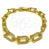 Oro Laminado Fancy Bracelet, Gold Filled Style with White Cubic Zirconia, Polished, Golden Finish, 03.283.0569.07 (Thickness, 7 Inches Length)