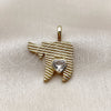 Oro Laminado Religious Pendant, Gold Filled Style Heart Design, with White Cubic Zirconia, Polished, Golden Finish, 05.459.0024