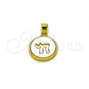 Oro Laminado Religious Pendant, Gold Filled Style with Ivory Mother of Pearl, Polished, Golden Finish, 05.459.0026