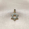 Oro Laminado Religious Pendant, Gold Filled Style Star of David Design, with White Micro Pave, Polished, Golden Finish, 05.459.0030