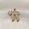 Oro Laminado Religious Pendant, Gold Filled Style with White Cubic Zirconia, Polished, Golden Finish, 05.459.0032