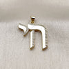 Oro Laminado Religious Pendant, Gold Filled Style with White Micro Pave, Polished, Golden Finish, 05.459.0033