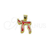 Oro Laminado Religious Pendant, Gold Filled Style Red Enamel Finish, Golden Finish, 05.459.0038.1