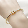 Oro Laminado Individual Bangle, Gold Filled Style Star of David Design, with White Cubic Zirconia, Polished, Golden Finish, 07.459.0001 (Thickness, One size fits all)