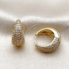 Oro Laminado Huggie Hoop, Gold Filled Style with White Cubic Zirconia, Polished, Golden Finish, 02.267.0078.22