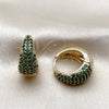 Oro Laminado Huggie Hoop, Gold Filled Style with Green Cubic Zirconia, Polished, Golden Finish, 02.267.0078.2.22