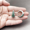 Rhodium Gold Filled Huggie Hoop, with Green Cubic Zirconia, Polished, Rhodium Finish, 02.267.0078.7.22