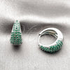 Rhodium Gold Filled Huggie Hoop, with Green Cubic Zirconia, Polished, Rhodium Finish, 02.267.0078.7.22