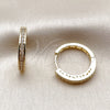 Oro Laminado Huggie Hoop, Gold Filled Style with White Micro Pave, Polished, Golden Finish, 02.267.0082.20