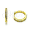 Oro Laminado Huggie Hoop, Gold Filled Style with White Micro Pave, Polished, Golden Finish, 02.267.0082.20