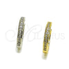 Oro Laminado Huggie Hoop, Gold Filled Style with White Micro Pave, Polished, Golden Finish, 02.267.0082.20