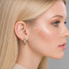 Oro Laminado Huggie Hoop, Gold Filled Style with White Micro Pave, Polished, Golden Finish, 02.267.0083.20