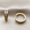 Oro Laminado Huggie Hoop, Gold Filled Style with White Micro Pave, Polished, Golden Finish, 02.267.0083.20