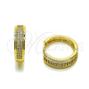 Oro Laminado Huggie Hoop, Gold Filled Style with White Micro Pave, Polished, Golden Finish, 02.267.0083.20