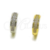 Oro Laminado Huggie Hoop, Gold Filled Style with White Micro Pave, Polished, Golden Finish, 02.267.0083.20