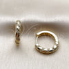 Oro Laminado Huggie Hoop, Gold Filled Style with White Micro Pave, Polished, Golden Finish, 02.267.0084.20