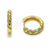 Oro Laminado Huggie Hoop, Gold Filled Style with White Micro Pave, Polished, Golden Finish, 02.267.0084.20