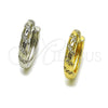 Oro Laminado Huggie Hoop, Gold Filled Style with White Micro Pave, Polished, Golden Finish, 02.267.0084.20