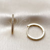 Oro Laminado Huggie Hoop, Gold Filled Style with White Cubic Zirconia, Polished, Golden Finish, 02.267.0085.22