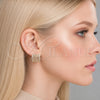 Oro Laminado Huggie Hoop, Gold Filled Style with White Cubic Zirconia, Polished, Golden Finish, 02.267.0034.1.15