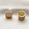 Oro Laminado Huggie Hoop, Gold Filled Style with White Cubic Zirconia, Polished, Golden Finish, 02.267.0034.1.15