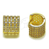 Oro Laminado Huggie Hoop, Gold Filled Style with White Cubic Zirconia, Polished, Golden Finish, 02.267.0034.1.15