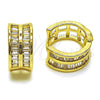 Oro Laminado Huggie Hoop, Gold Filled Style Baguette Design, with White Cubic Zirconia, Polished, Golden Finish, 02.267.0086.15