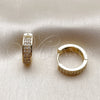 Oro Laminado Huggie Hoop, Gold Filled Style with White Cubic Zirconia, Polished, Golden Finish, 02.267.0088.16