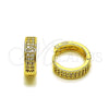 Oro Laminado Huggie Hoop, Gold Filled Style with White Cubic Zirconia, Polished, Golden Finish, 02.267.0088.16