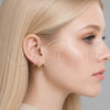Oro Laminado Huggie Hoop, Gold Filled Style with White Micro Pave, Polished, Golden Finish, 02.267.0089.15