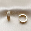 Oro Laminado Huggie Hoop, Gold Filled Style with White Micro Pave, Polished, Golden Finish, 02.267.0089.15