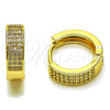 Oro Laminado Huggie Hoop, Gold Filled Style with White Micro Pave, Polished, Golden Finish, 02.267.0089.15