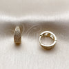 Oro Laminado Huggie Hoop, Gold Filled Style with White Micro Pave, Polished, Golden Finish, 02.267.0090.12