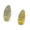Oro Laminado Huggie Hoop, Gold Filled Style with White Micro Pave, Polished, Golden Finish, 02.267.0090.12