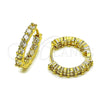 Oro Laminado Huggie Hoop, Gold Filled Style with White Cubic Zirconia, Polished, Golden Finish, 02.267.0091.20