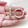 Oro Laminado Huggie Hoop, Gold Filled Style with White Cubic Zirconia, Polished, Golden Finish, 02.267.0093.30