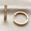 Oro Laminado Huggie Hoop, Gold Filled Style with White Cubic Zirconia, Polished, Golden Finish, 02.267.0093.30