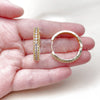 Oro Laminado Huggie Hoop, Gold Filled Style with Amethyst Cubic Zirconia, Polished, Golden Finish, 02.267.0093.3.30