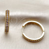 Oro Laminado Huggie Hoop, Gold Filled Style with Amethyst Cubic Zirconia, Polished, Golden Finish, 02.267.0093.3.30