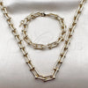Oro Laminado Necklace and Bracelet, Gold Filled Style Polished, Golden Finish, 06.284.0015.18