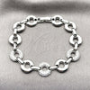 Rhodium Gold Filled Fancy Bracelet, with White Micro Pave, Polished, Rhodium Finish, 03.283.0556.1.07 (12 MM Thickness, 7 Inches Length)
