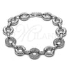 Rhodium Gold Filled Fancy Bracelet, with White Micro Pave, Polished, Rhodium Finish, 03.283.0556.1.07 (12 MM Thickness, 7 Inches Length)