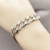 Rhodium Gold Filled Fancy Bracelet, Curb Design, with White Micro Pave, Polished, Rhodium Finish, 03.283.0270.1.07 (07 MM Thickness, 7 Inches Length)