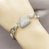 Rhodium Gold Filled Fancy Bracelet, Paperclip Design, with White Micro Pave, Polished, Rhodium Finish, 03.283.0585.07 (Thickness, 8 Inches Length)