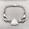 Rhodium Gold Filled Fancy Bracelet, Paperclip Design, with White Micro Pave, Polished, Rhodium Finish, 03.283.0585.07 (Thickness, 8 Inches Length)