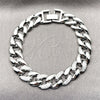 Rhodium Gold Filled Tennis Bracelet, Miami Cuban Design, with White Micro Pave, Polished, Rhodium Finish, 03.283.0588.08 (12 MM Thickness, 8 Inches Length)